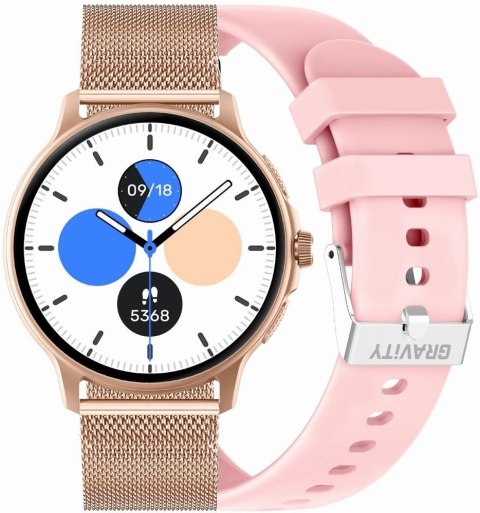 Smartwatch Damski GRAVITY GT12-3 Różowy Pasek Silikonowy + Bransoleta Różowe Złoto Smartwatch Damski GRAVITY GT12-3 Różowy Pasek Silikonowy + Bransoleta Różowe Złoto