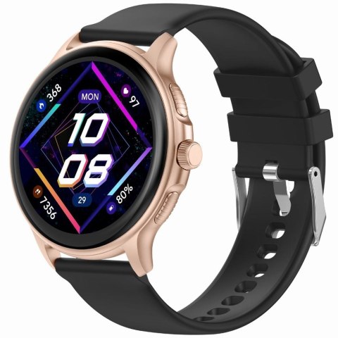 Smartwatch Damski GRAVITY GT12-4 Czarny Pasek Silikonowy + Bransoleta Różowe Złoto Smartwatch Damski GRAVITY GT12-4 Czarny Pasek Silikonowy + Bransoleta Różowe Złoto