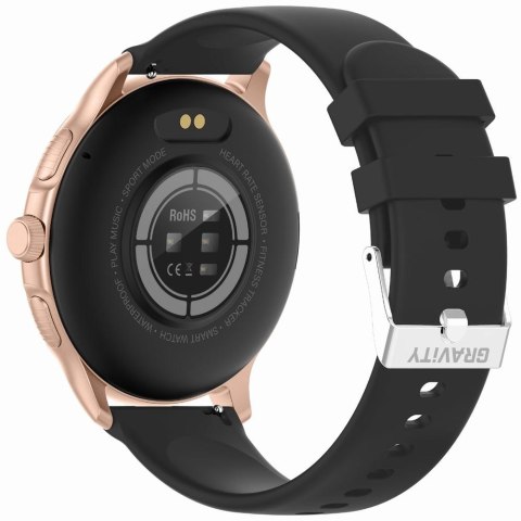 Smartwatch Damski GRAVITY GT12-4 Czarny Pasek Silikonowy + Bransoleta Różowe Złoto Smartwatch Damski GRAVITY GT12-4 Czarny Pasek Silikonowy + Bransoleta Różowe Złoto