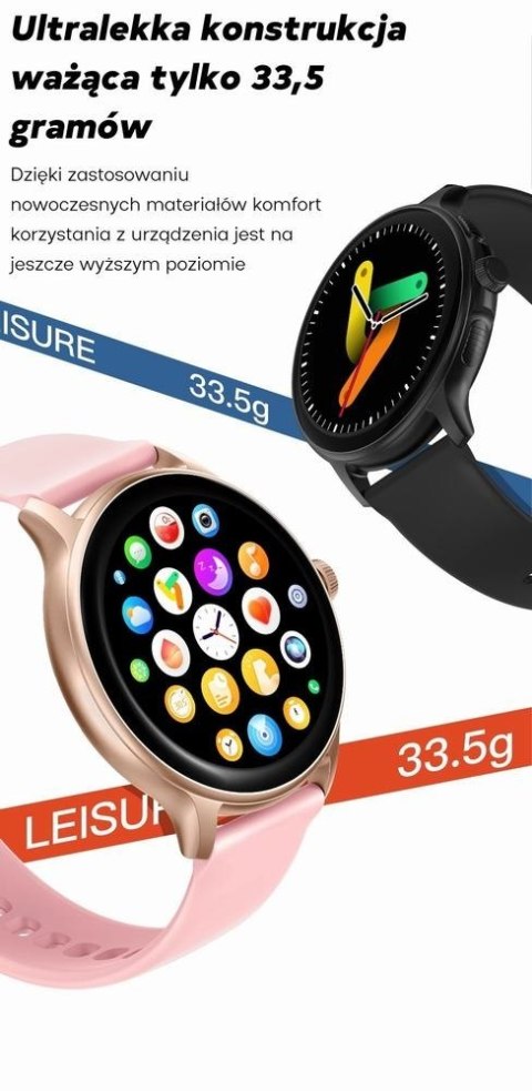 Smartwatch Damski GRAVITY GT12-4 Czarny Pasek Silikonowy + Bransoleta Różowe Złoto Smartwatch Damski GRAVITY GT12-4 Czarny Pasek Silikonowy + Bransoleta Różowe Złoto