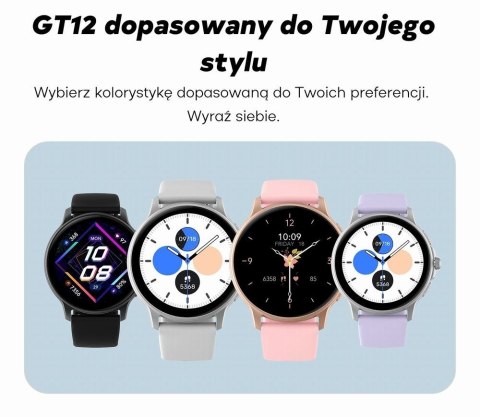 Smartwatch Damski GRAVITY GT12-4 Czarny Pasek Silikonowy + Bransoleta Różowe Złoto Smartwatch Damski GRAVITY GT12-4 Czarny Pasek Silikonowy + Bransoleta Różowe Złoto