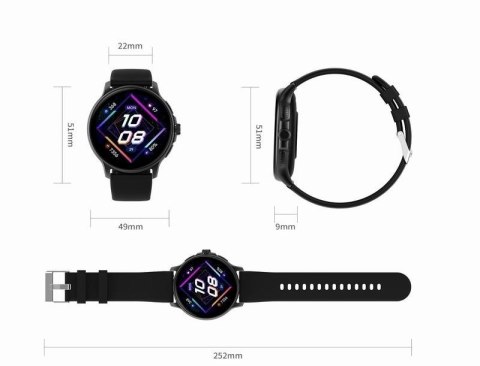 Smartwatch Damski GRAVITY GT12-4 Czarny Pasek Silikonowy + Bransoleta Różowe Złoto Smartwatch Damski GRAVITY GT12-4 Czarny Pasek Silikonowy + Bransoleta Różowe Złoto