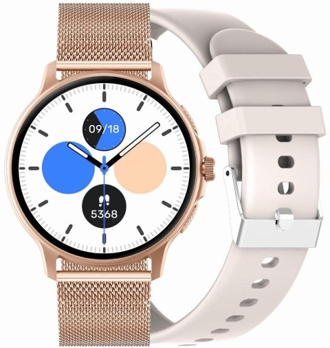 Smartwatch Damski GRAVITY GT12-5 Szary Pasek Silikonowy + Bransoleta Różowe Złoto Smartwatch Damski GRAVITY GT12-5 Szary Pasek Silikonowy + Bransoleta Różowe Złoto