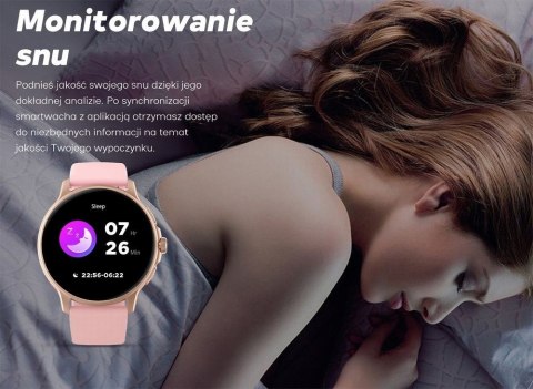 Smartwatch Damski GRAVITY GT12-5 Szary Pasek Silikonowy + Bransoleta Różowe Złoto Smartwatch Damski GRAVITY GT12-5 Szary Pasek Silikonowy + Bransoleta Różowe Złoto