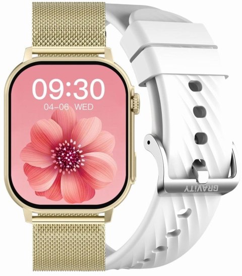 Smartwatch Damski GRAVITY GT15-10 Biały Pasek Silikonowy + Złota Bransoleta Smartwatch Damski GRAVITY GT15-10 Biały Pasek Silikonowy + Złota Bransoleta