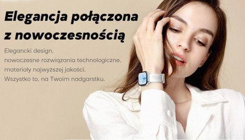 Smartwatch Damski GRAVITY GT15-10 Biały Pasek Silikonowy + Złota Bransoleta Smartwatch Damski GRAVITY GT15-10 Biały Pasek Silikonowy + Złota Bransoleta