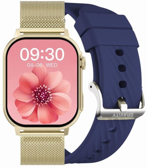 Smartwatch Damski GRAVITY GT15-11 Granatowy Pasek Silikonowy + Złota Bransoleta Smartwatch Damski GRAVITY GT15-11 Granatowy Pasek Silikonowy + Złota Bransoleta