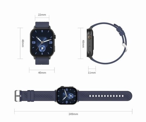 Smartwatch Damski GRAVITY GT15-12 Granatowy Pasek Silikonowy + Czarna Bransoleta Smartwatch Damski GRAVITY GT15-12 Granatowy Pasek Silikonowy + Czarna Bransoleta