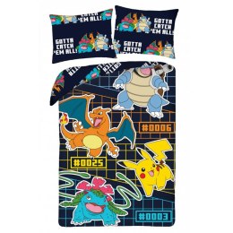 Pościel mikrofibra 140x200+1p70x90 Pokemon czarny Halantex