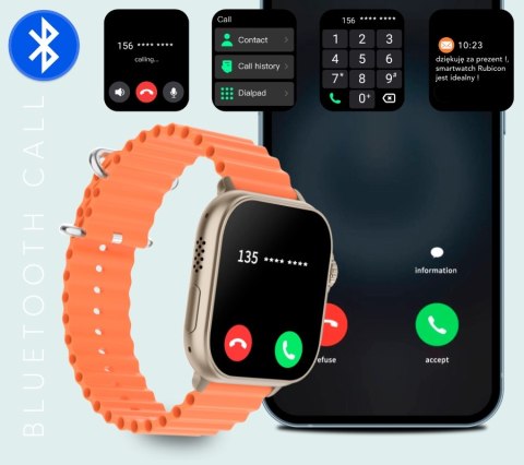 Smartwatch Męski RUBICON RNCF17 Tytan/Orange SMARUB269 Smartwatch Męski RUBICON RNCF17 Tytan/Orange SMARUB269