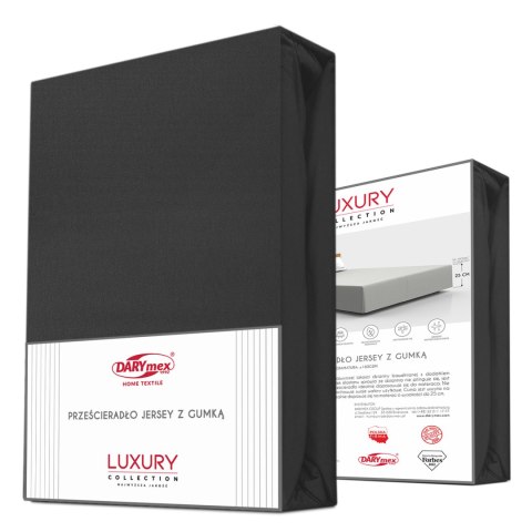Prześcieradło jersey elastan z gumką BLACK/CZARNY/220x200x30 Darymex Prześcieradło jersey elastan z gumką BLACK/CZARNY/220x200x30 Darymex