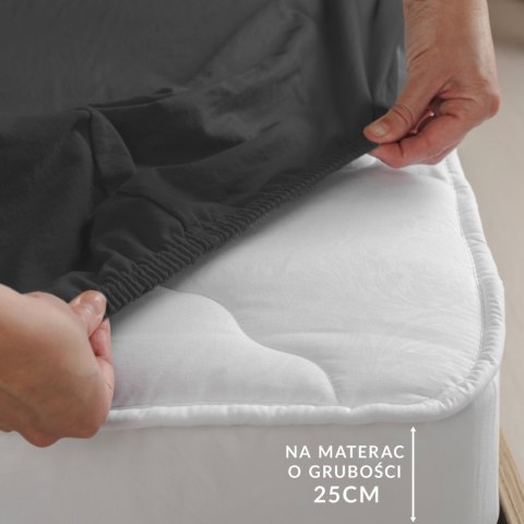 Prześcieradło jersey elastan z gumką BLACK/CZARNY/220x200x30 Darymex Prześcieradło jersey elastan z gumką BLACK/CZARNY/220x200x30 Darymex
