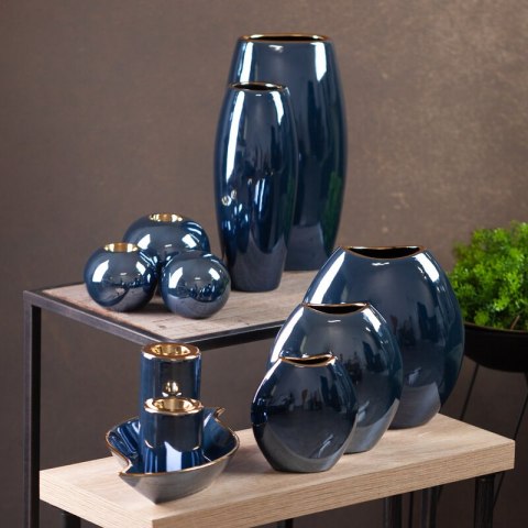WAZON DEKORACYJNY AMORA1 (3) 14 X 7 X 16 CM GRANATOWY EUROFIRANY WAZON DEKORACYJNY AMORA1 (3) 14 X 7 X 16 CM GRANATOWY EUROFIRANY