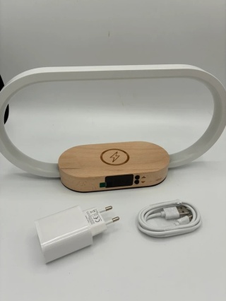 Lampka Nocna LED 3w1 | Ładowarka Indukcyjna QI | Zegar | Design