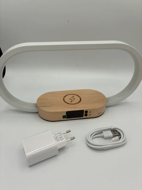 Lampka Nocna LED 3w1 | Ładowarka Indukcyjna QI | Zegar | Design