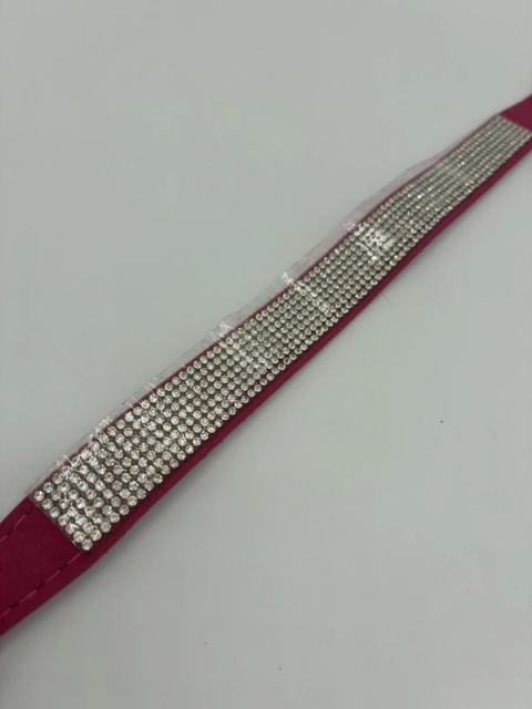 Luksusowa Obroża z Cyrkoniami NEON RÓŻ | Styl Glamour | Dla Pieska/Kota