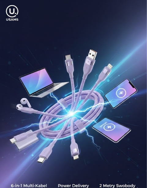 Kabel USAMS 6w1: Jedyny, który rozumie Twoje potrzeby (100W, 2m)