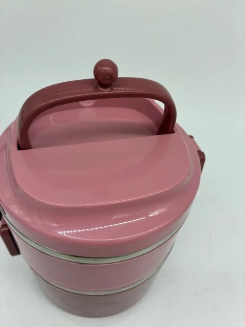 Okrągły Lunchbox Termiczny 2-Poziomowy | Różowy | Stal Nierdzewna SUS304 | Szczelny