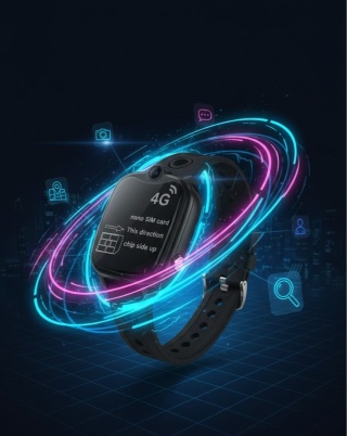 Smartwatch 4G Stealth Black – GPS, Kamera i Bezpieczeństwo w wersji PRO!