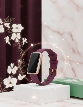 Smartwatch Shang Wing Lynn – Smukła Elegancja w Kolorze Burgundowym.