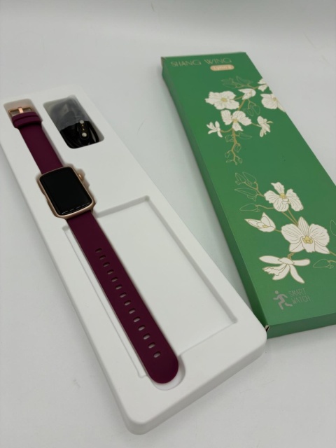 Smartwatch Shang Wing Lynn – Smukła Elegancja w Kolorze Burgundowym.