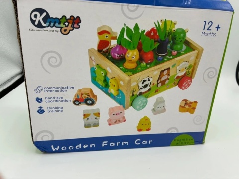 Drewniana Farma Edukacyjna 5w1 Knityit – Sorter Montessori: Warzywa i Zwierzęta!