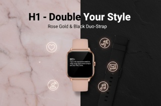 Smartwatch H1 Duo-Strap – Jeden zegarek, dwa style (Rose Gold & Black).