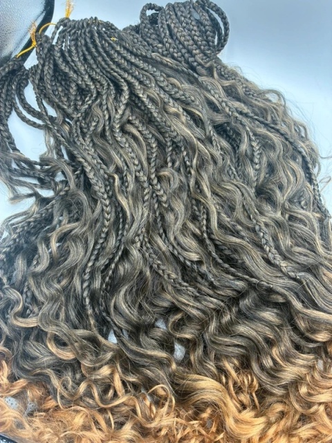 ZESTAW 98 szt. Włosy French Curl 65cm – Warkoczyki z Lokami Ombre | Komplet na Całą Głowę