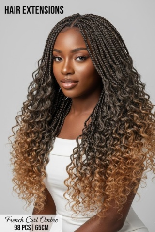 ZESTAW 98 szt. Włosy French Curl 65cm – Warkoczyki z Lokami Ombre | Komplet na Całą Głowę