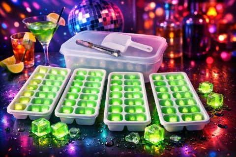 Zestaw do Lodu 6w1 | 4 Formy + Pojemnik + Łopatka + Szczypce | XXL