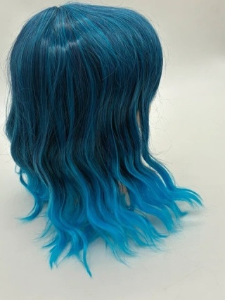 Bądź Syreną/Elfką/Gamerką! Peruka Midi Ombre – Niebieska Fala z Grzywką
