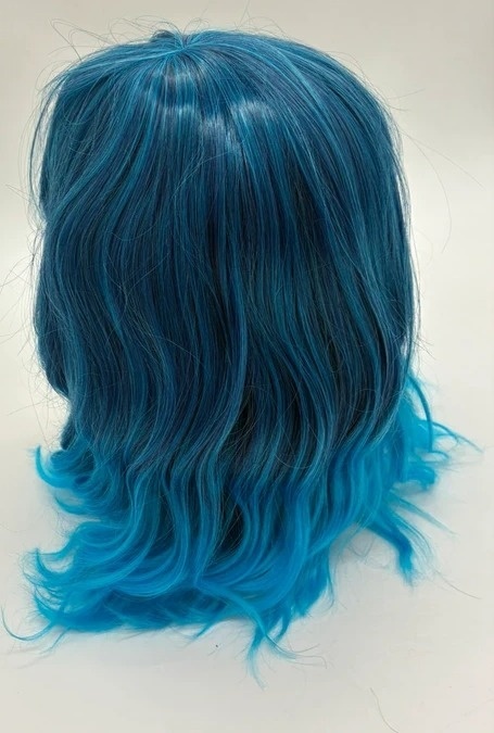 Bądź Syreną/Elfką/Gamerką! Peruka Midi Ombre – Niebieska Fala z Grzywką