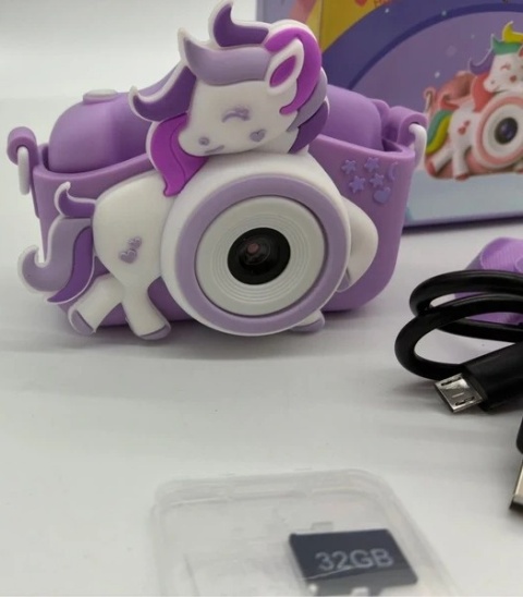 Cyfrowy Aparat Fotograficzny Jednorożec – Zestaw Mega 32GB | Idealny Prezent dla Dziewczynki