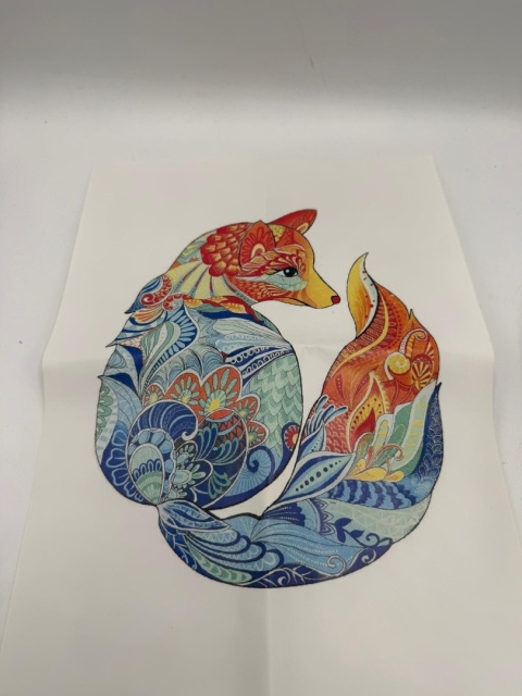 Drewniane Puzzle Premium – Kolorowy Lis Artystyczny | Unikalne Kształty | Prezent dla Dorosłych i Dzieci