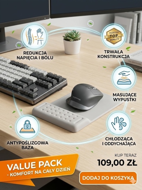 Ergonomiczna Podkładka pod Nadgarstek – Twój nadgarstek Ci podziękuje