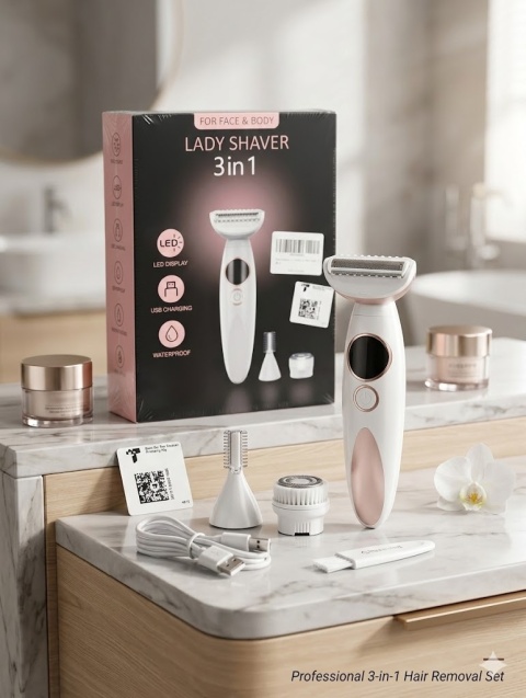 Golarka Damska 3w1 Lady Shaver – Jedwabista Gładkość Twarzy i Ciała