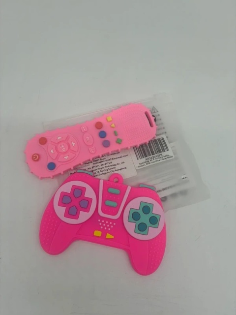 Gryzak Silikonowy Zestaw Pilot + Pad | Dla Niemowląt | Ząbkowanie | Różowy