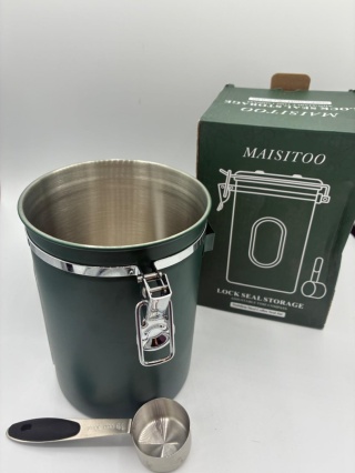 Hermetyczny Pojemnik na Kawę MAISITOO – Zielony – Z Datownikiem