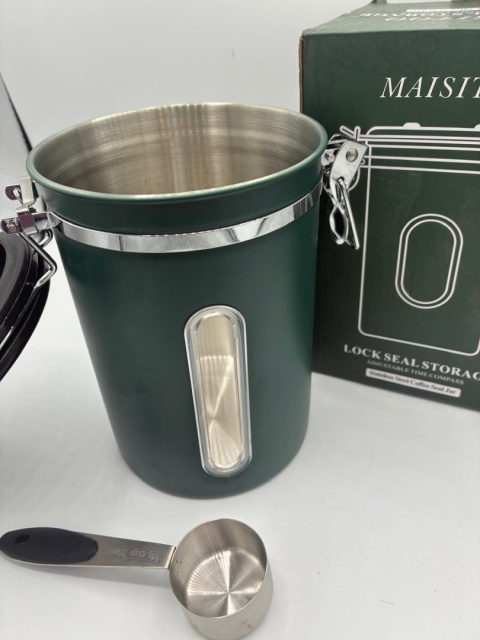 Hermetyczny Pojemnik na Kawę MAISITOO – Zielony – Z Datownikiem