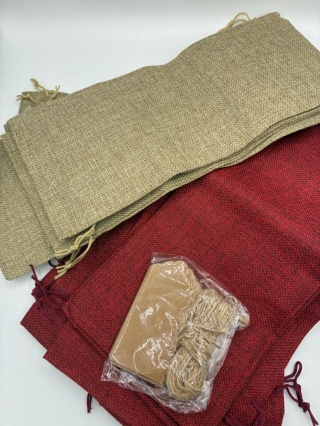 Jutowe Woreczki na Prezenty Zestaw 16szt + Bileciki i Sznurek – Rustykalne Pakowanie