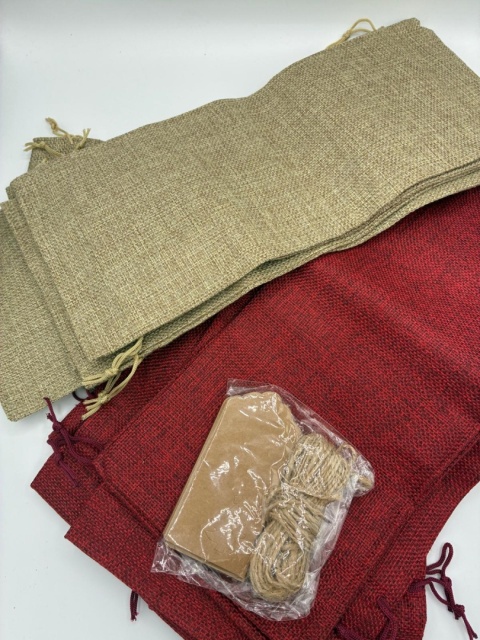 Jutowe Woreczki na Prezenty Zestaw 16szt + Bileciki i Sznurek – Rustykalne Pakowanie