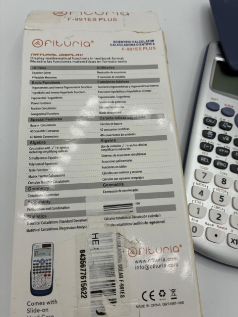 Kalkulator Naukowy Fituria F-991ES PLUS – 417 Funkcji – Natural Display