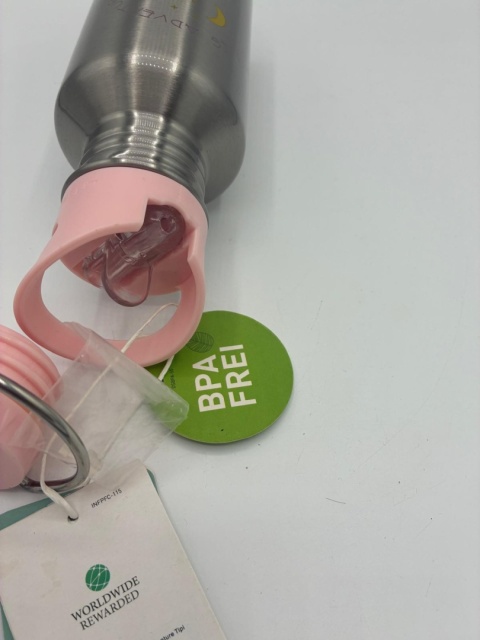 Lässig Bidon Nierdzewny dla Dziecka – 2 korki, BPA Free, Tipi Pink