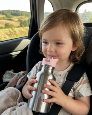 Lässig Bidon Nierdzewny dla Dziecka – 2 korki, BPA Free, Tipi Pink