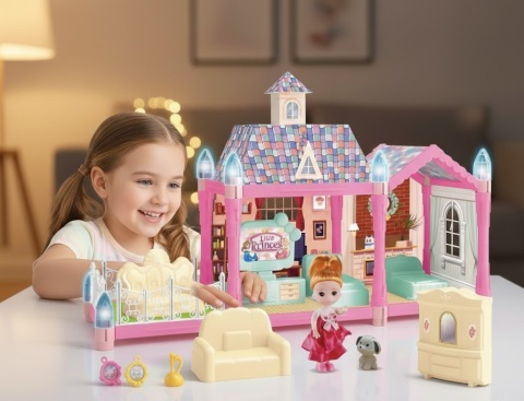 Luksusowa Willa dla Lalek – Piętrowy Domek + 71 Akcesoriów | Prezent Marzeń