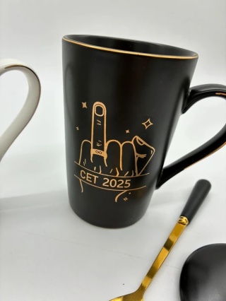 Luksusowy Zestaw 2 Kubków ze Złotymi Łyżeczkami | Box Prezentowy | Dla Par