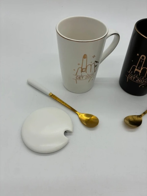 Luksusowy Zestaw 2 Kubków ze Złotymi Łyżeczkami | Box Prezentowy | Dla Par