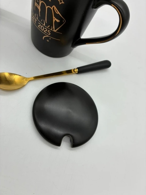 Luksusowy Zestaw 2 Kubków ze Złotymi Łyżeczkami | Box Prezentowy | Dla Par