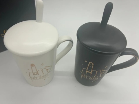 Luksusowy Zestaw 2 Kubków ze Złotymi Łyżeczkami | Box Prezentowy | Dla Par