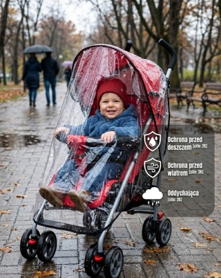 Osłona przeciwdeszczowa na spacerówkę Tomkity – Przezroczysta i nietoksyczna